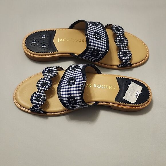 BRAND NEW JACK ROGER'S LEATHER SLIDE CAROLINE SANDALS - Picture 9 of 16